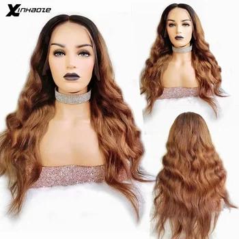 

Ombre Brown Wavy Human Hair Wig With Baby Hair Pre Plucked 13x6 Lace Front Wigs Remy Brazilian Wigs Glueless Brown Ombre Wig