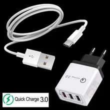 Для samsung Galaxy S8 S19 S10 A30 A40 A50 A60 A70 A7 A5 C9 QC 3,0 USB быстрая зарядка зарядное устройство для телефона настенный адаптер type C кабель