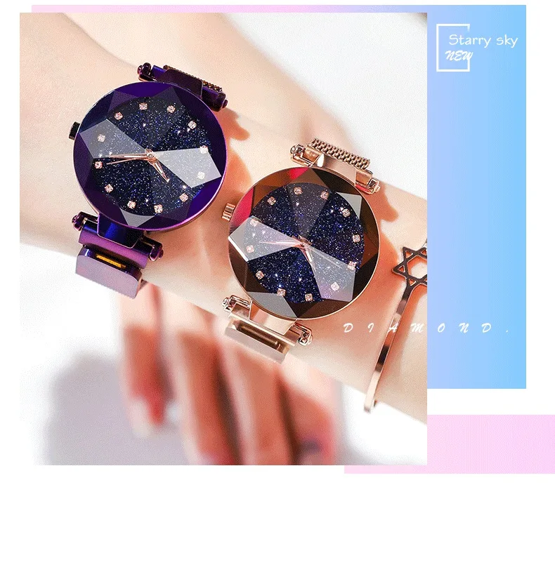 Ladies Magnetic Starry Sky Clock Luxury Women Watches Fashion Diamond Female Quartz Wristwatches Relogio Feminino Zegarek Damski