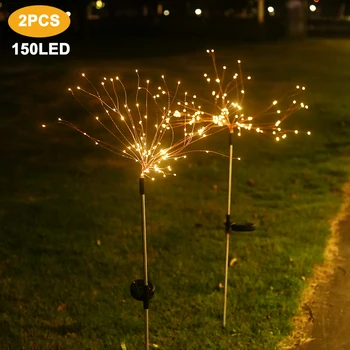 

90/150 LED Summer Lamp 2PC Outdoor Waterproof Solar Garden Light For Yard Lawn Lights Grass Lamp