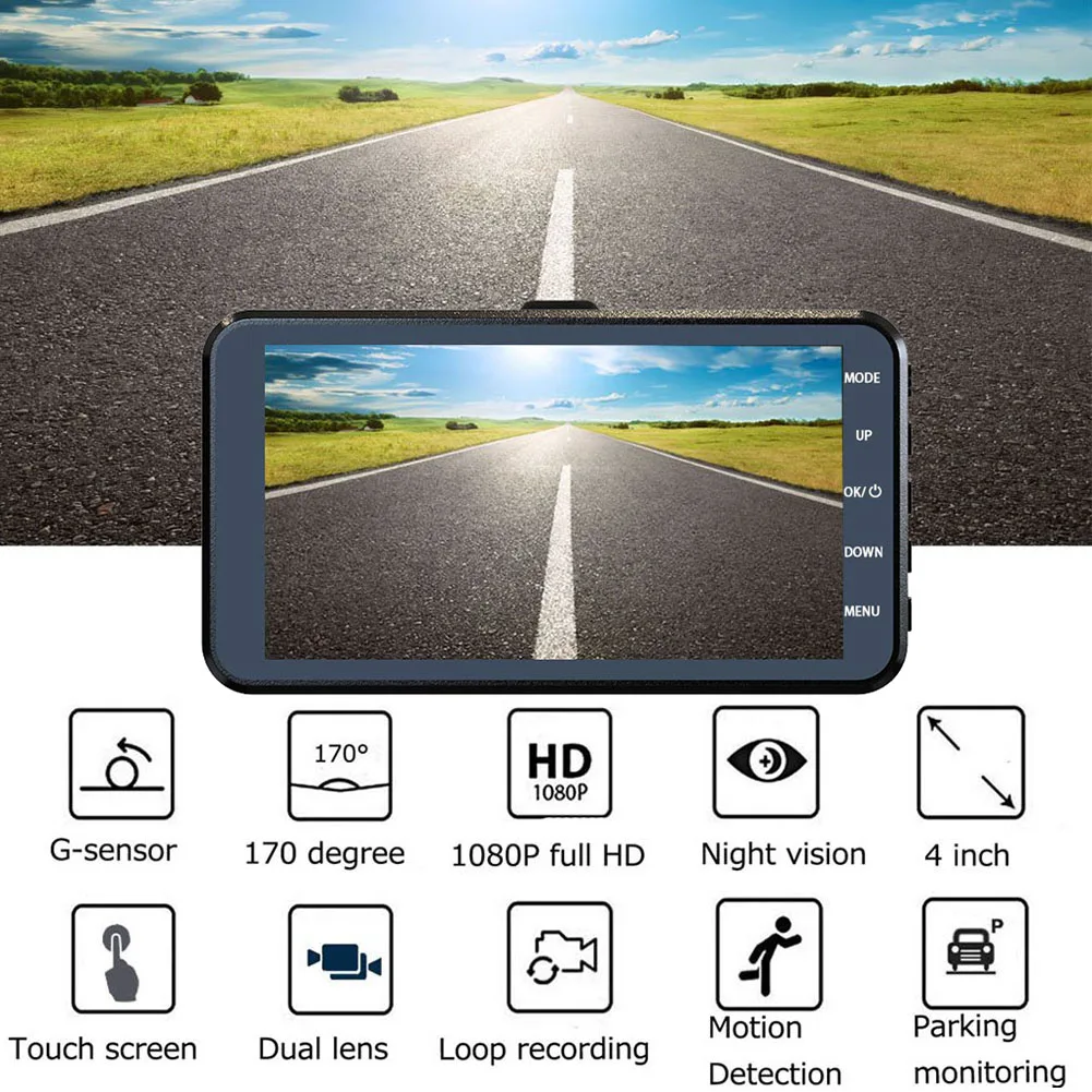 

Car Dashboard Camera Full HD 1080P DVR Driving Video Recorder,Loop Recording,Parking Monitor