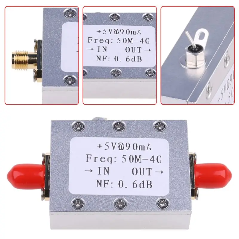 RF Amplifier Low Noise Amplifier Ham Radio Module LNA 50M-4GHz NF=0.6dB RF FM HF VHF UHF Ham Radio -110dBm