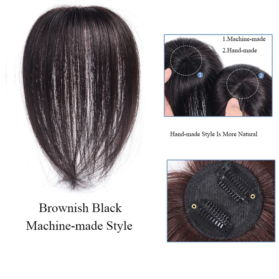 Женский парик с челкой, Синтетические прямые волосы из искусственного материала, ручная работа, шиньон, натуральные волосы на заколках - Цвет: 10inch-JZ-4