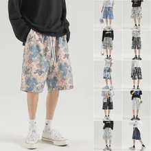 Loose Large Size Beach Shorts Elastic Printed Men 's Middle Pants Fifth Pants 2021 Summer New M-5XL