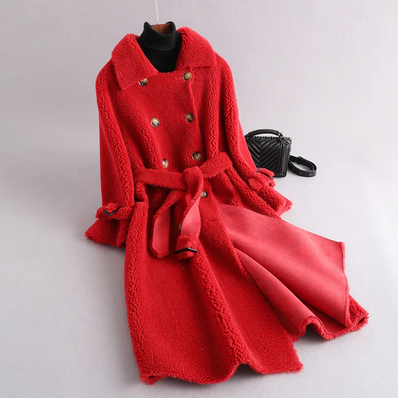 

Natural Real Fur Coat Winter Jacket for Women Clothes Thick Warm Long Women's Fur Coat Suede Lining LW1406