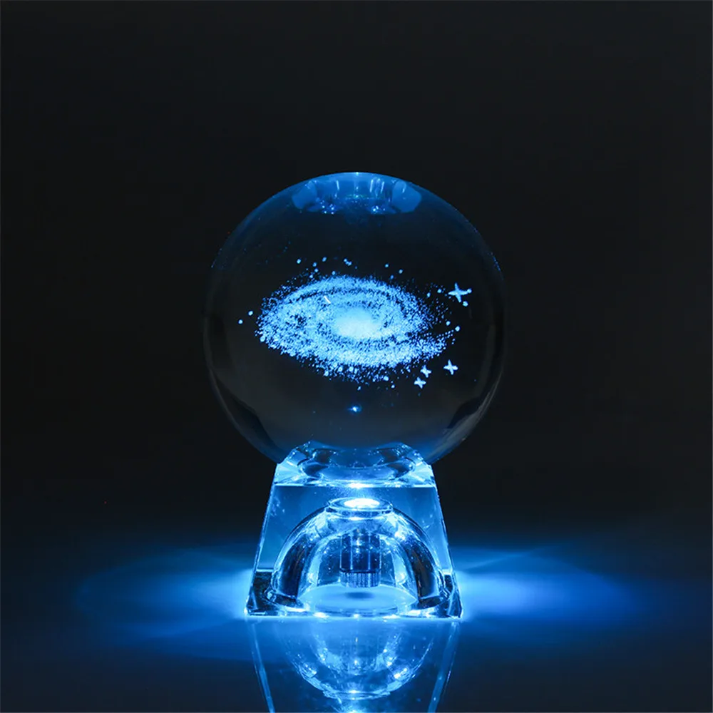  5cm/6cm 3D Engraved Galaxy system Milu deer Crystal lamp night light luminous Craft Glass round Sph - 4000075187909