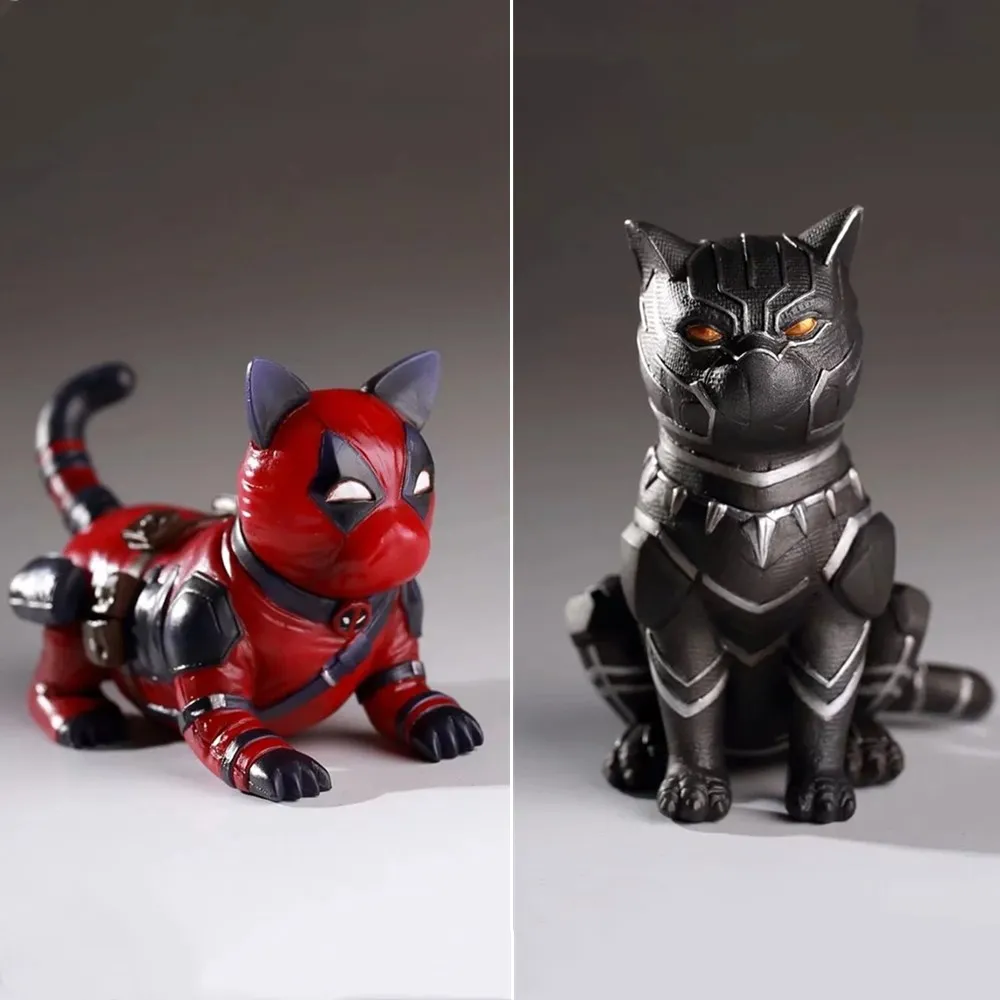 Marvel Avengers Deadpool Black Panther Cat Anime Figure Toys Kids Doll Action Figurine Model Spiderman Ironman PVC Juguetes | Игрушки и