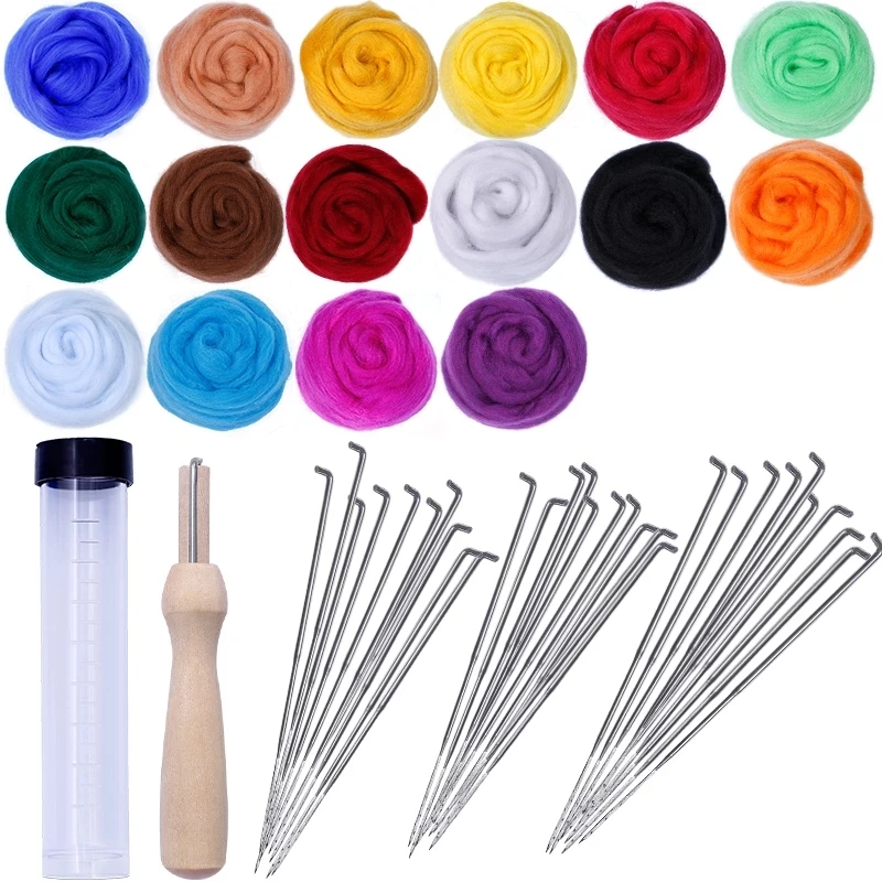 KAOBUY 16 Colors DIY Wool Felt Kit Fiber With Needle Felting Handcraft Toys Making For Beginners | Дом и сад
