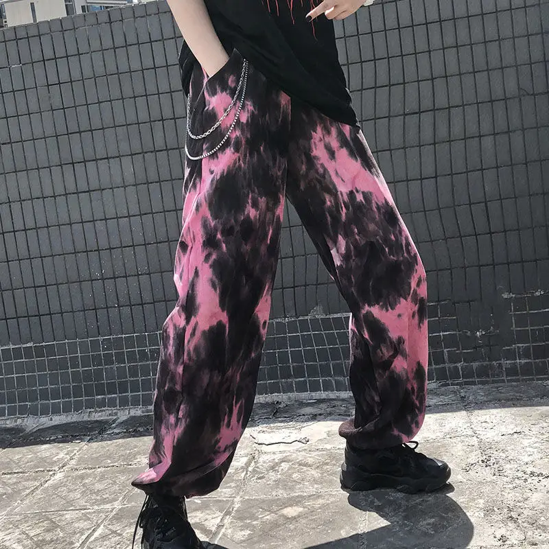 Wide Leg Pants Women High Waist 2020 Fashion Korean Hip-hop Loose Casual Harem Pants Streetwear Women Tie Dye Plus Size Trousers