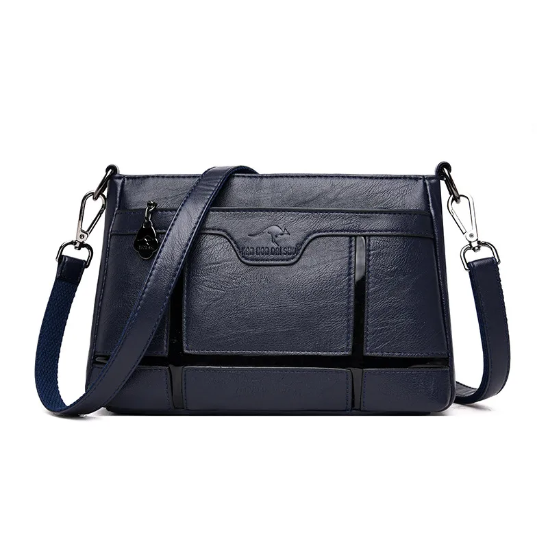 BLUE Женская сумка-почтальонка Женская Bolsa кожаные роскошные сумки женские сумки дизайнерские Sac основной дамские повседневные сумки на плечо для женщин - Цвет: BLUE