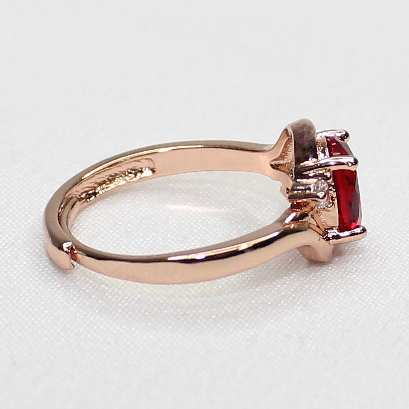 Silver Ring 925 Silver Jewelry Ring For Female Oval Shape Ruby Zircon Gemstones Rose Gold Open Rings Wedding Party
