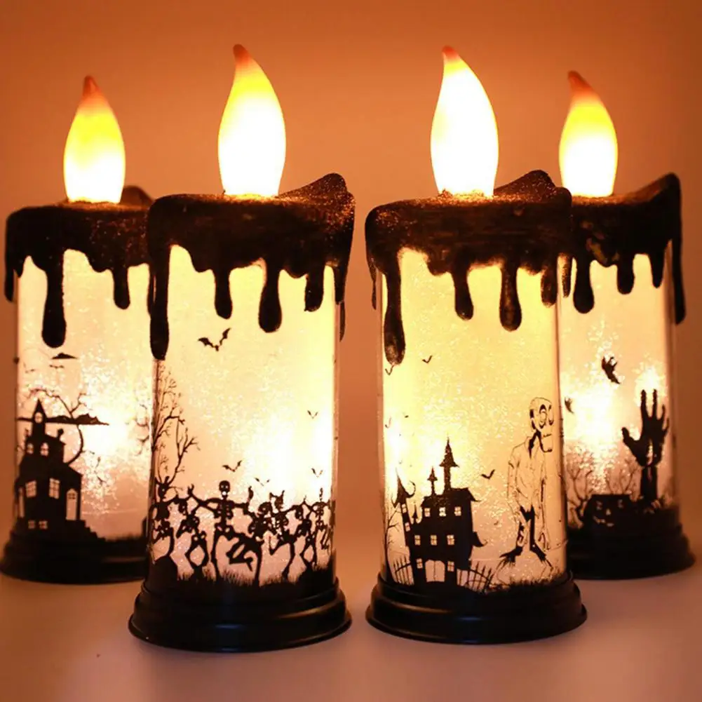 

Halloween Flameless LED Candle Flameless Battery Operated Tealight Candle Ghost Hand Castle Witch And Bat LED Candle