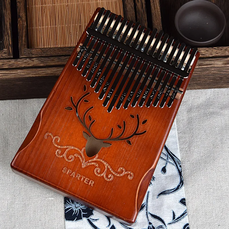 reindeer coffee GUD 17 клавиш бык калимба большой палец пианино из красного дерева тела музыкальный инструмент лучшее качество и цена - Цвет: reindeer coffee GUD