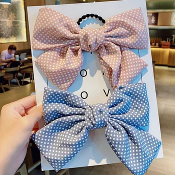 

New Style Bow Barrettes Fabric Polka Dot Headband GIRL'S Heart Spring Clip Head Clip Back of the Head ma wei jia Female Hair Ban