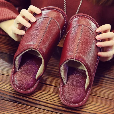 D Cotton Slippers Winter Indoor Home Non-slip Waterproof Warm Men and Women Couple Floor Slippers - Цвет: D