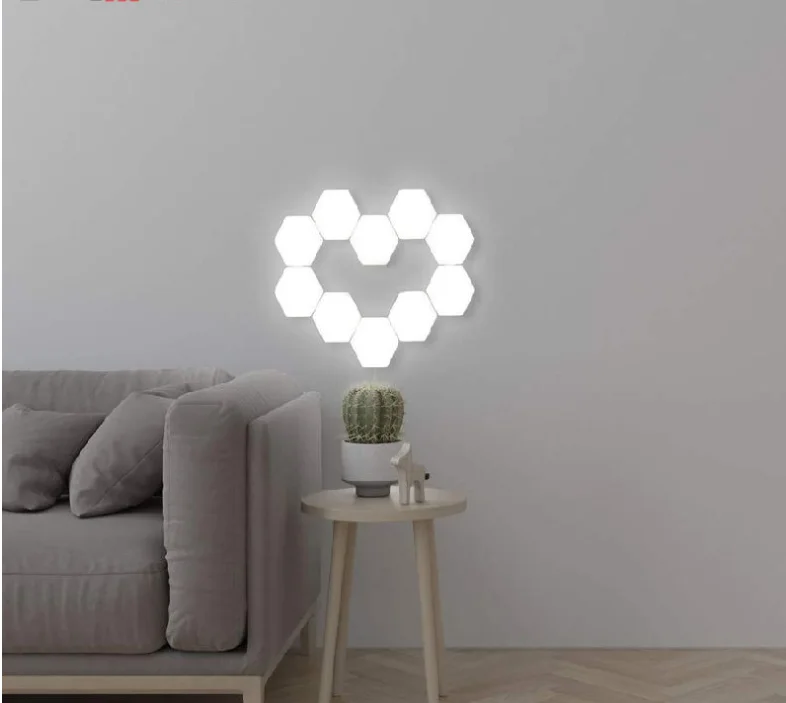 Сенсорный светильник s креативный сотовый модульный сенсорный настенный светильник Квантовая лампа светодиодный магнитный настенный светильник для спальни - Цвет: 10pcs white