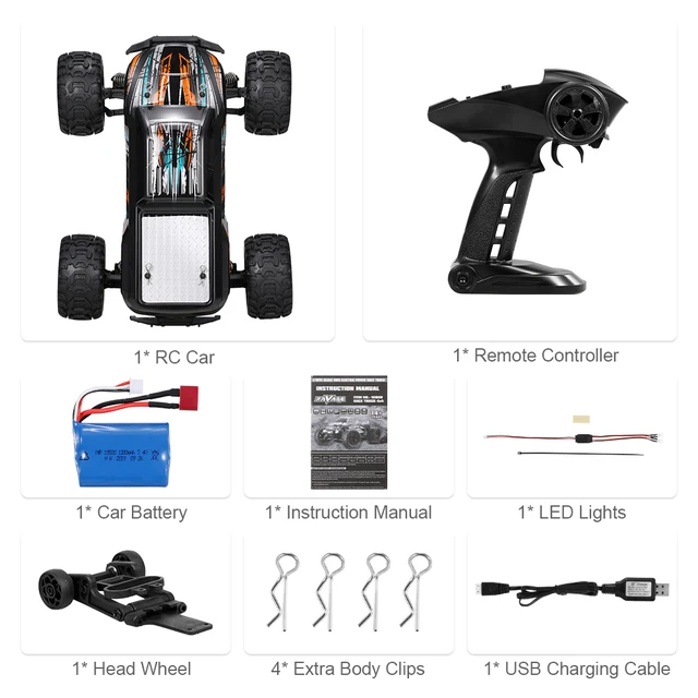 Linxtech 16889 1/16 45km/h 4WD RC Car Big Foot Brushless High Speed Off Road Car Remote Control Car Toy for Adult Kids VS 9125 4