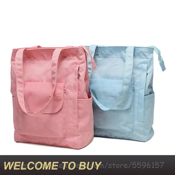 

New Waterproof Shoulder Women bag With Zipper Cotton Casual Canvas Student Bag Reusable Folding Girl Shopping Bag Female Handbag