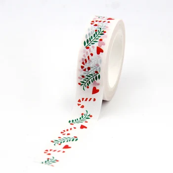 

1PC 15mm*10m Kawaii Green Leaves with Red Heart Washi Tapes for Scrapbooking Stickers Adhesive Masking Tapes Stationery