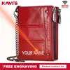 KAVIS Genuine Leather Fashion Small Women Wallets Female Ladies Coin Purse Zipper Design Pockets Mini Soft Walet Free Engraving ► Photo 1/6