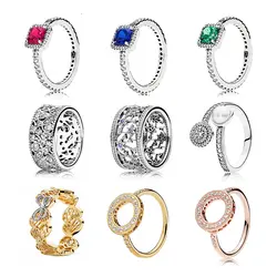 Настоящее серебро 925 проба вечные Элегантные кольца для модных женщин обручальные свадебные кольца Свадебные украшения