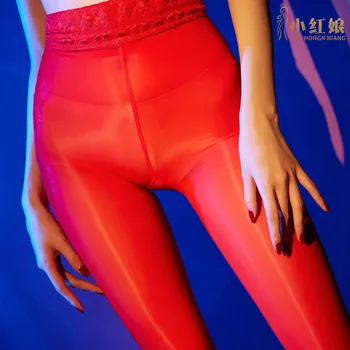 

Lace Waist 912 Oily Open Crotch Oil-Free Bright Silky Ultra-Thin Sexy Patyhose Contraction Trouser Capri Large Size Silk Stockin