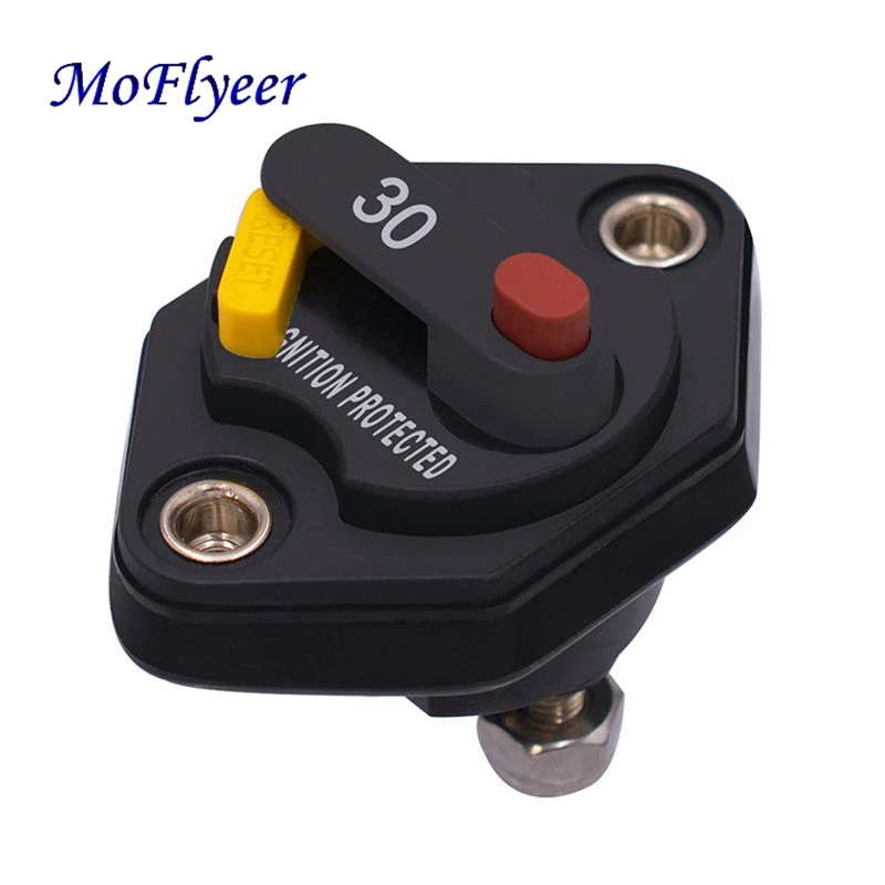 

MoFlyeer 12-32V Circuit Breaker Trolling Motor Car Marine Boat Stereo Audio Inline Inverter Waterproof with Manual Reset Switch