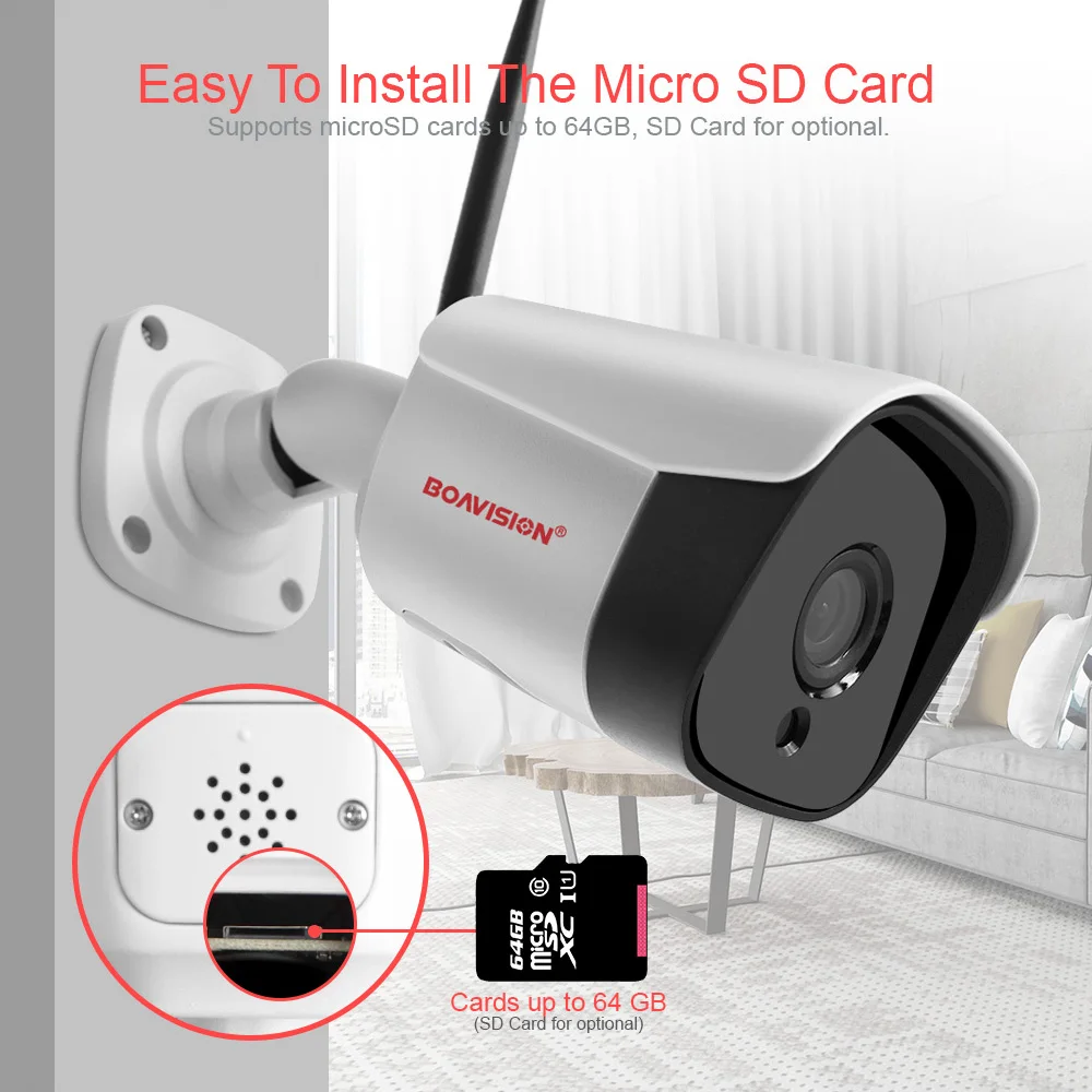 IP камера цилиндрическая Беспроводная с поддержкой Wi Fi 5 МП 1080P|Камеры