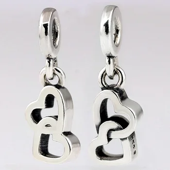 

Original My Loves Hearts Entwined Pendant Beads Fit 925 Sterling Silver Bead Charm Bracelet Bangle DIY Jewelry