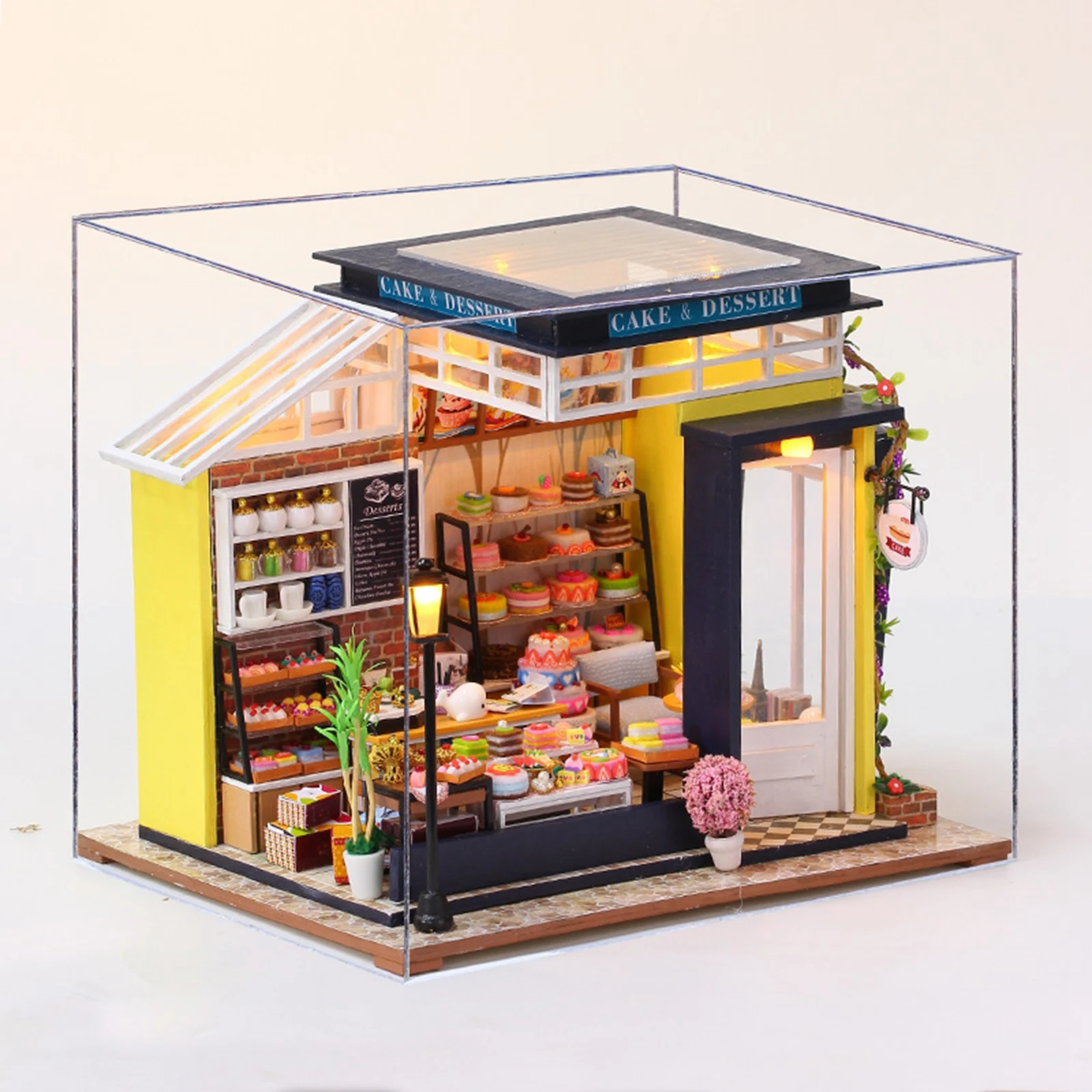 LED Miniature DollHouse Baking Shop Kit for Kids Romantic Gift 6+ Years Old LED Miniature DollHouse Baking Shop Kit for Kids Romantic Gift 6+ Years Old
