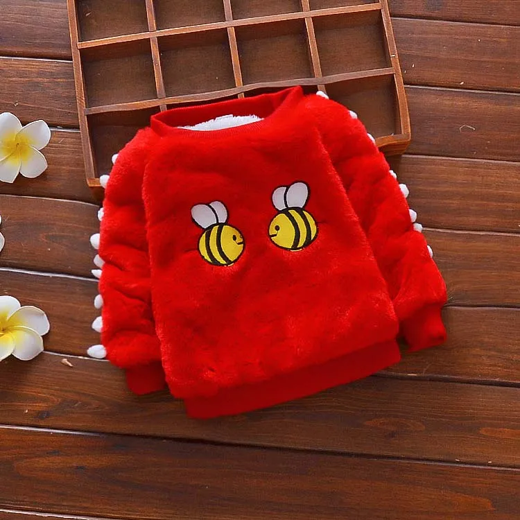 BibiCola/свитер для маленьких девочек; зимняя детская одежда для девочек; детский теплый свитер с длинными рукавами для девочек; bebe; утепленная одежда для девочек - Цвет: red2