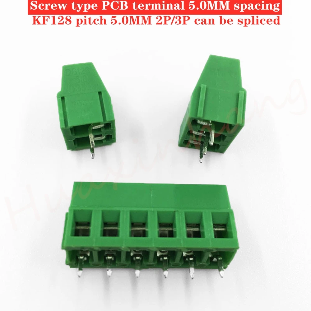 50 шт. 5,0 2Pin 3Pin PCB винт Соединительный клеммный блок разъемы 300 В 10A KF128-2P KF128-3P штекер 5,0 мм зеленый