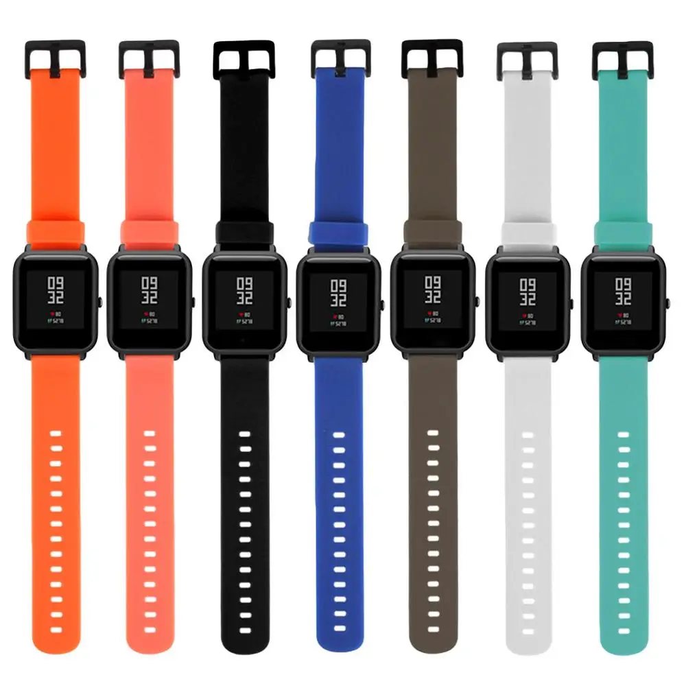 Silicone Wristwatch Band Strap 20mm for Xiaomi Huami Amazfit Bip BIT PACE Lite Sports Bracelet Smart Watch Saat Accessories