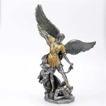 

WU CHEN LONG European Warrior Angel Figure Art Sculpture Saint Michael Statue Resin Craft Home Decoration Birthday Gift R3123