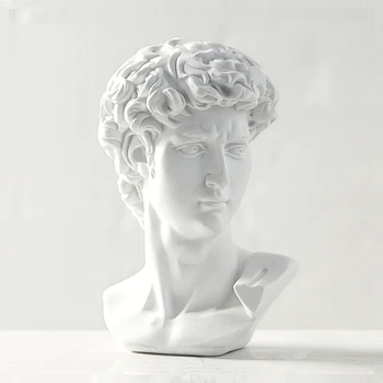 

Bust Statue Retro Art Craft Resin Head Skull Sculpture Sketch Model David Moliere Home Decoration Accessories Modern Figurine