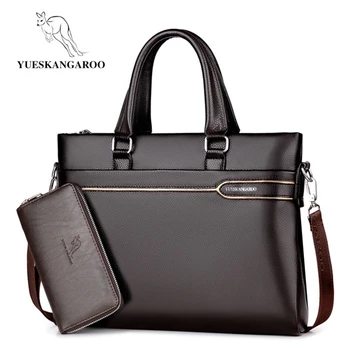 

YUESKANGAROO Luxury Brand Men Bag Business Laptop Handbag Vintage Leather Briefcase Man Crossbody Shoulder Bag Male Office Bag