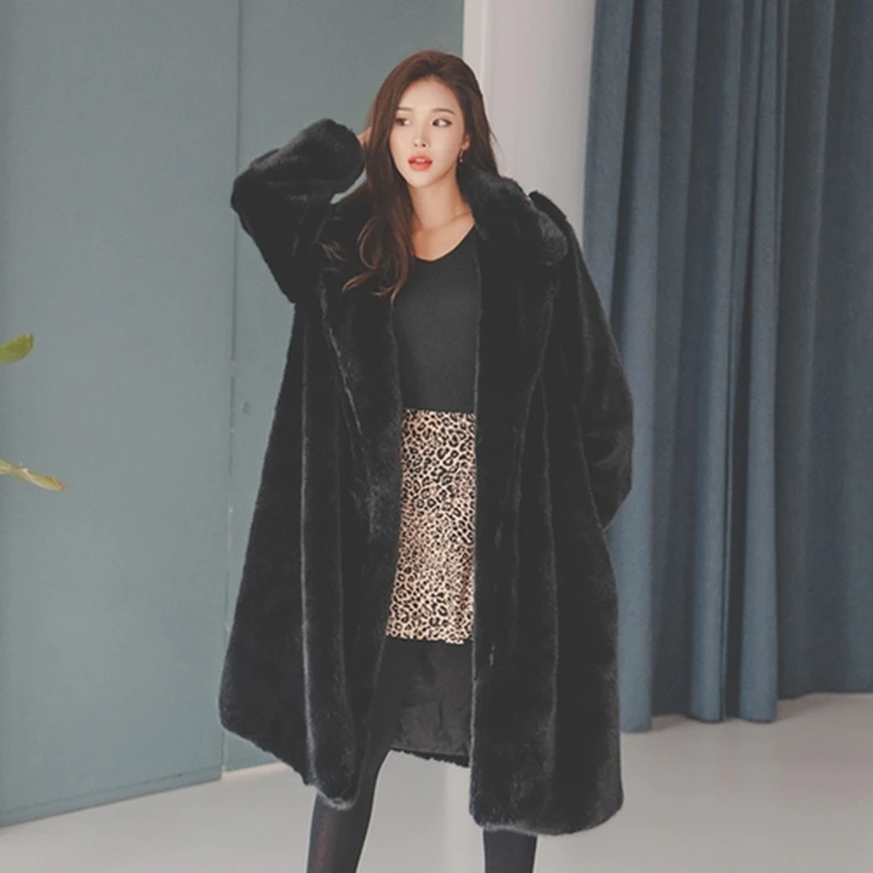 

Fashion Winter Women Faux Rex Rabbit Fur Coat Elegant Thick Warm Fur Outerwear XHSD-432