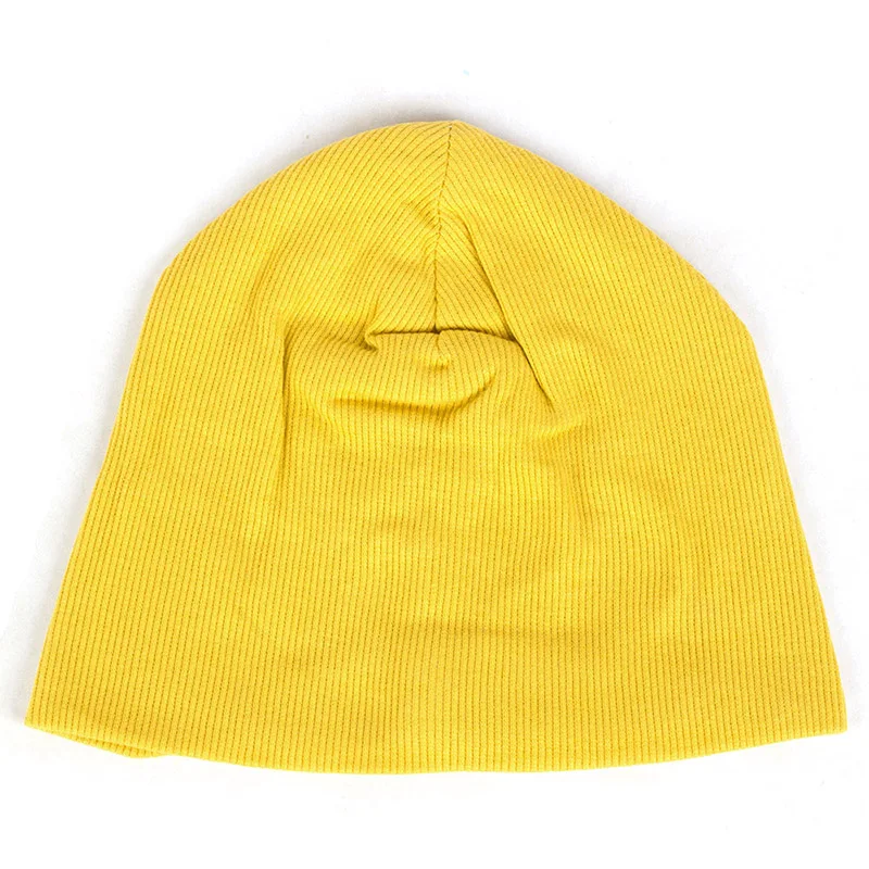 Yellow Повседневные Модные Полосатые Шляпы для малышей, зимние теплые шапки в рубчик с черепами для малышей, осенние шапки для младенцев, шапки для мальчиков и девочек, детская шапочка - Цвет: Yellow