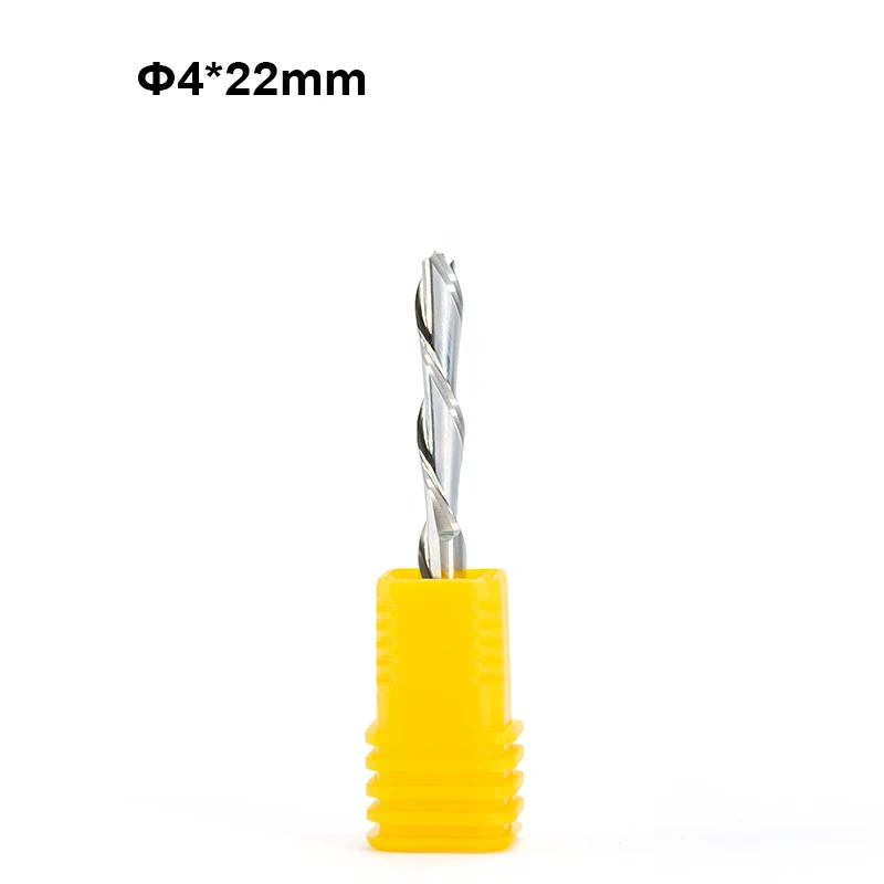 

10pc 4x22mm 17mm Left Spiral down cut two double Flutes woodworking MDF Plywood router bit CNC end mill carbide wood milling cut