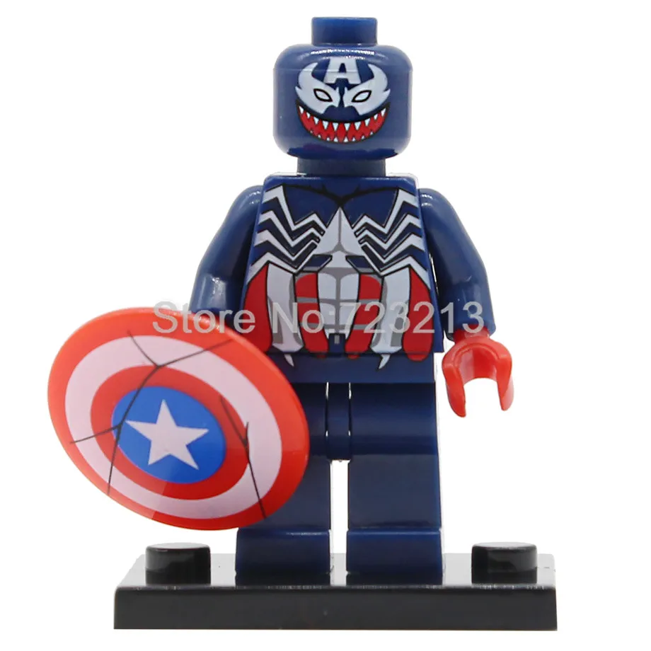Venom Captain Americ Новинка, одиночная фигурка супергероя Майлз Моралес, Человек-паук, Человек-паук, тень, Гвен, Железный Человек-паук, строительные блоки, игрушки - Цвет: Venom Captain Americ
