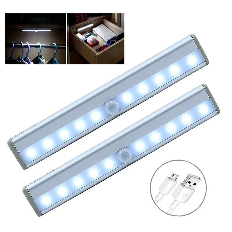 

Rechargeable10 LEDs PIR LED Motion Sensor Light Cupboard Wardrobe Bed Lamp Wall Lamp LED Cabinet Night Light Stairs Kitchen lamp