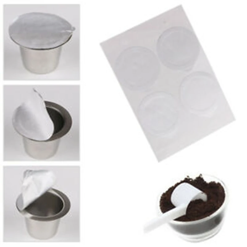 3Pcs Coffee Capsule+120Pcs Aluminum Film+Tamper Stainless Steel For Nespresso Replacement As A Gift
