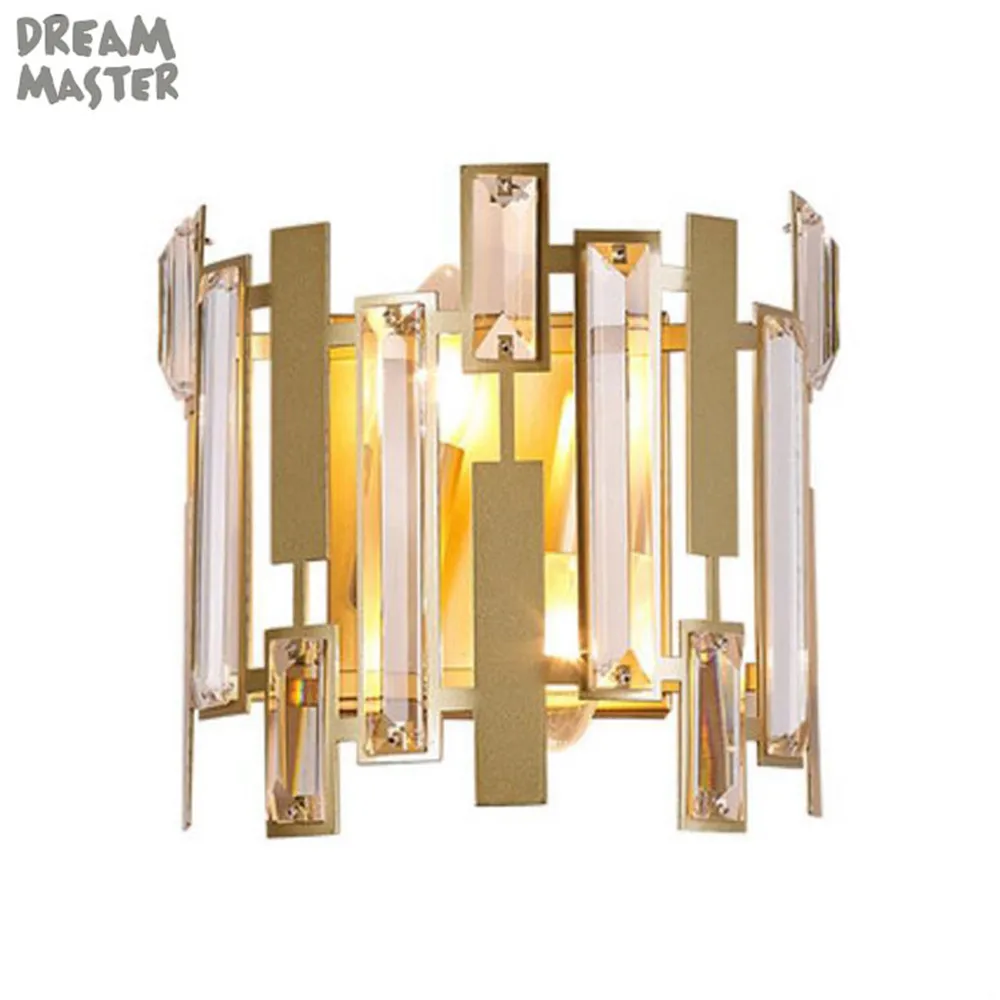 

Modern Gold Wall Lamp Led Nordic Mirror Wall Light Fixtures Crystal Sconce for Living Room Bedroom Home Loft Industrial Decor