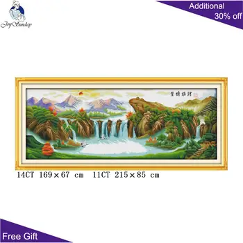 

Your Gift Chinese Sanshui Painting F235 14CT 11CT Counted and Stamped Home Decor China Golden Toad Bring Money Cross Stitch kits