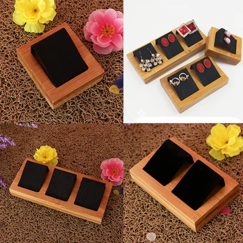 

Wooden Jewelry Dangle Earrings Ring Display Stand Tray Case Holder Organizer