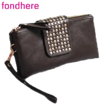 

FONDHERE Fashional classic punk style moto&biker hip hop two separate layers patchwork large capacity black chain rivet hand bag