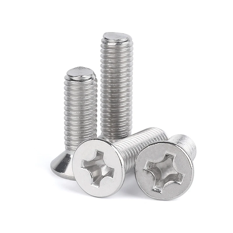 Stainless Steel Screw 10/50 M2 M2.5 M3 M3.5 M4 M5 M6 M8 A2-70 304 GB819 Cross Phillips Flat Countersunk Head Length 3-100mm