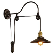 Винтажный Ретро Лофт светодиодный настенный светильник, регулируемый Железный подъемный шкив, лампа для спальни, кабинета, офиса, ресторана, кафе, настенный светильник, бра