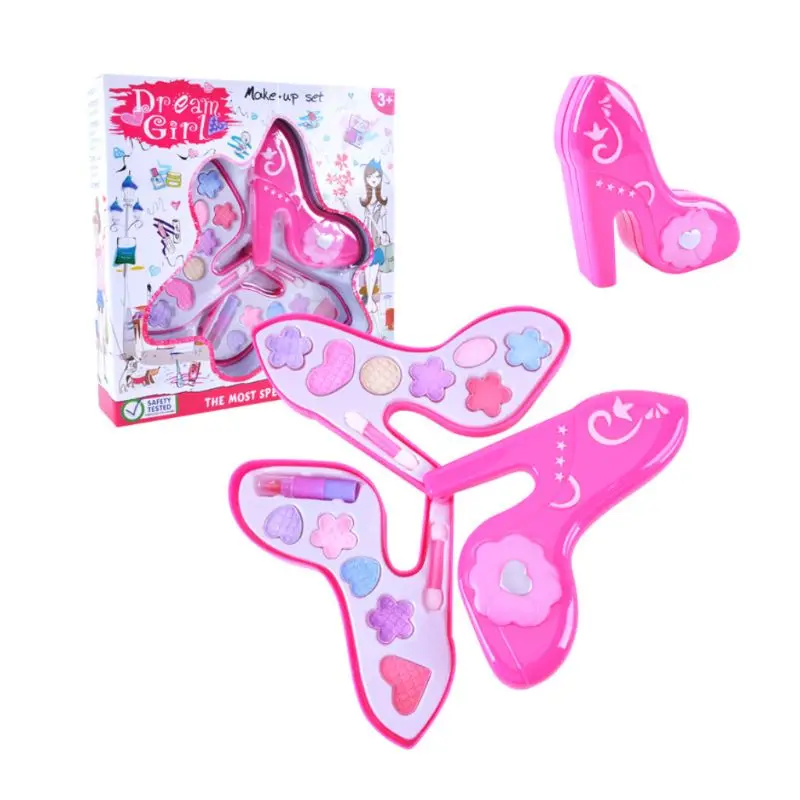  New Children High Heels Shape Cosmetics Makeup Kit Princess Girls Kids Pretend Role Play Toys Beaut