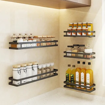 

Nail-Free Bathroom Wall Storage Shelf Storage Rack Kitchen Seasoning Storage Basket Wall Hanging Spice Rack Bathroom organizer
